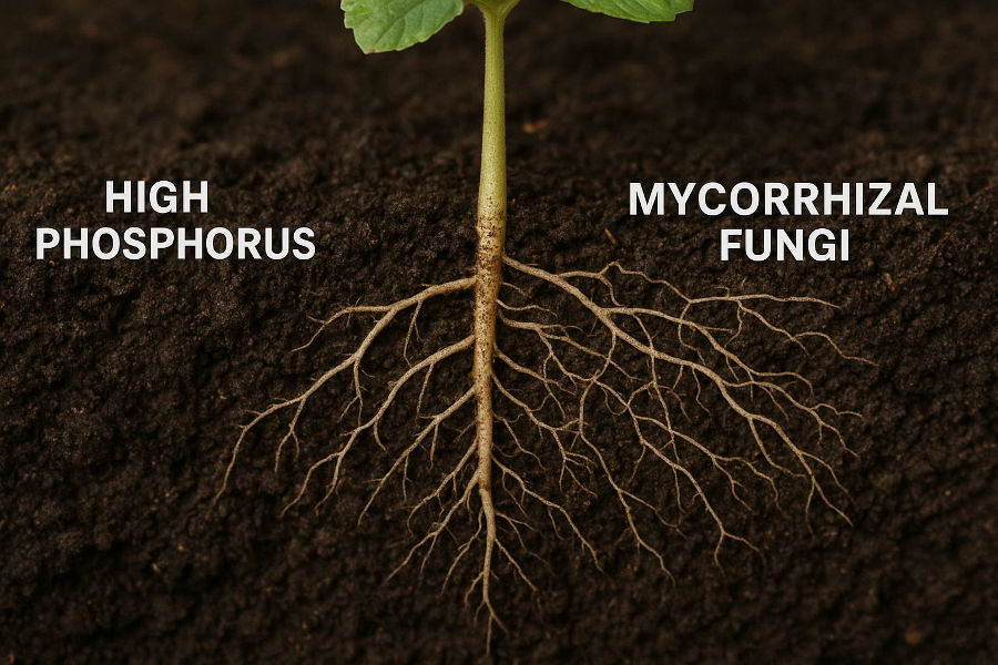 Effect of High Phosphorus on Mycorrhiza in Soil