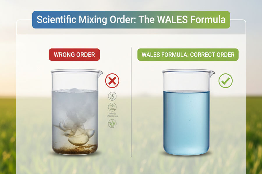 फवारणीचे द्रावण बनवताना औषधे मिसळण्याचा शास्त्रीय क्रम – WALES सूत्र
