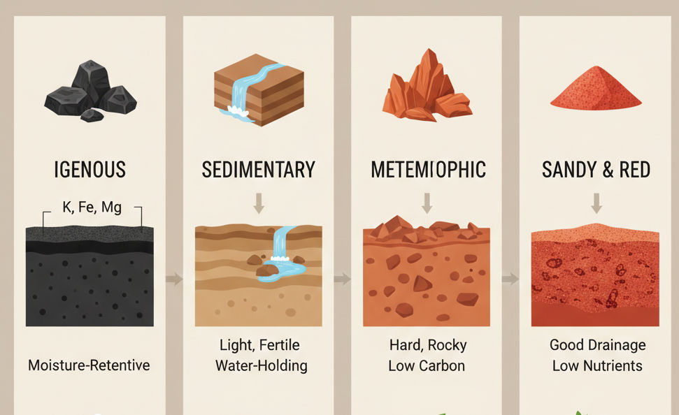 विविध खडकांपासून बनलेल्या जमिनी – प्रकार आणि वैशिष्ट्ये