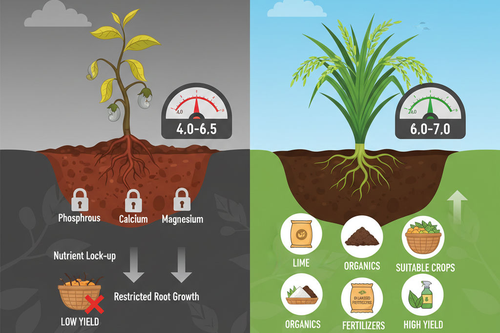 आम्लधर्मी जमीन आणि त्या सुधारण्यासाठी उपाययोजना