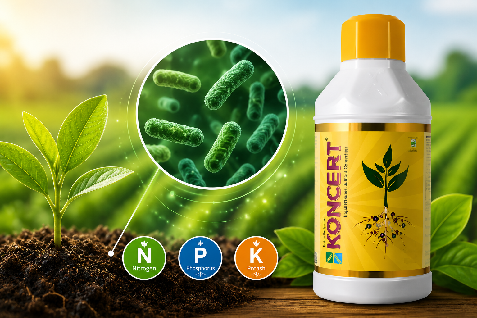 Best NPK Consortia Bacteria in India – KONCERT Liquid Bio Fertilizer